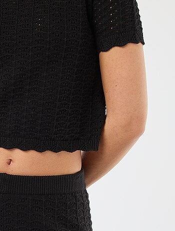 Jersey de croché de manga corta