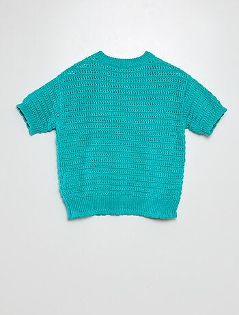 Jersey de croché de manga corta