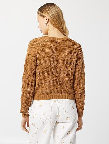 Jersey de croché de manga larga