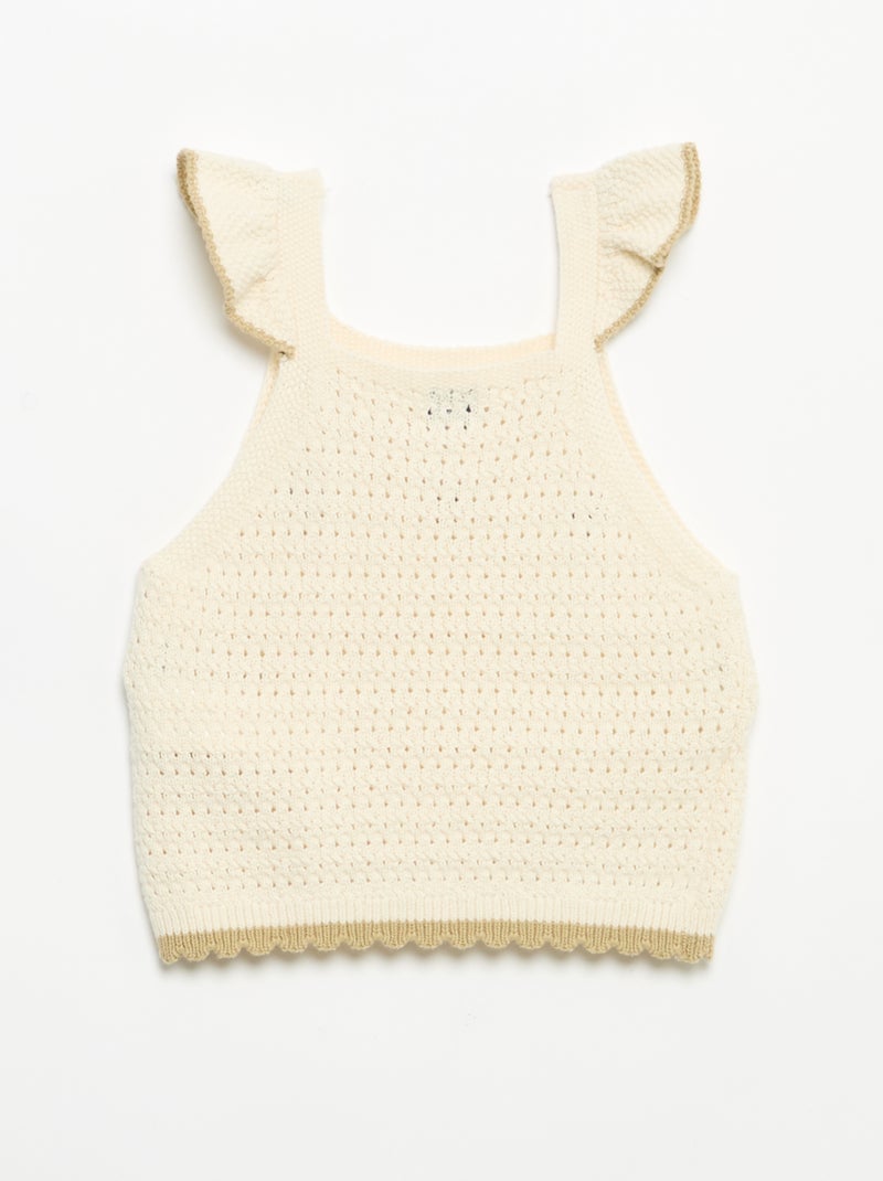 Jersey de croché sin mangas Beige - Kiabi