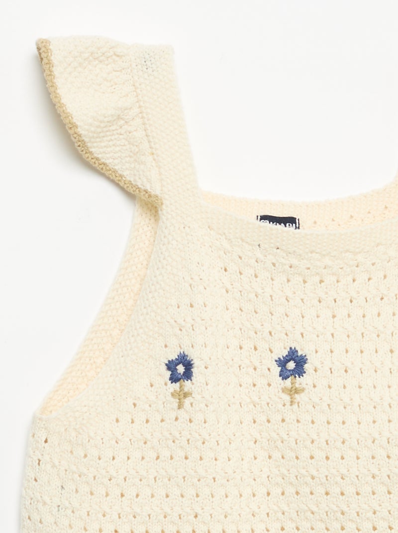 Jersey de croché sin mangas Beige - Kiabi