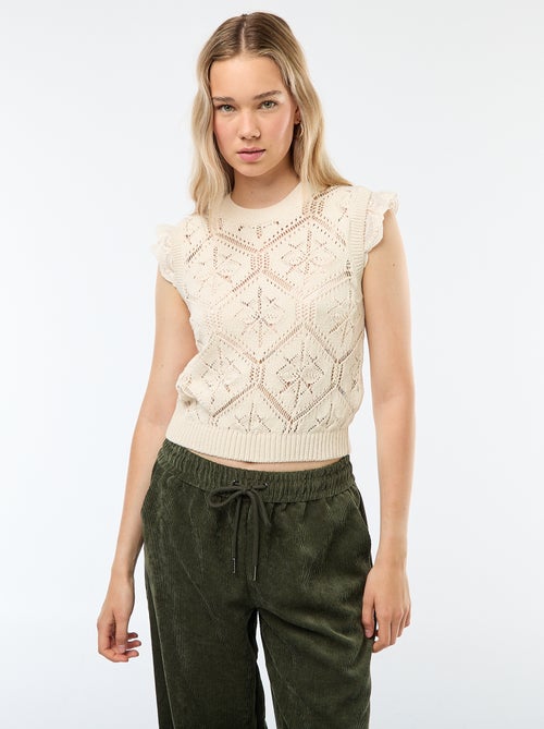 Jersey de crochet sin mangas - Kiabi