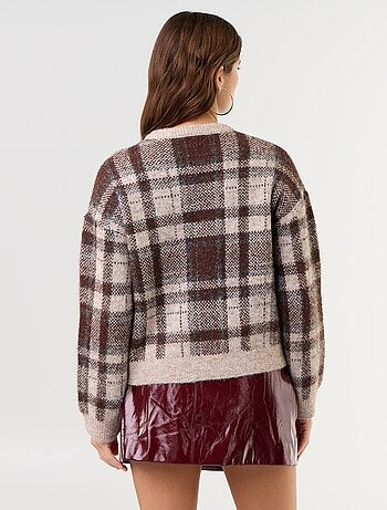 Jersey de cuadros de cuello redondo