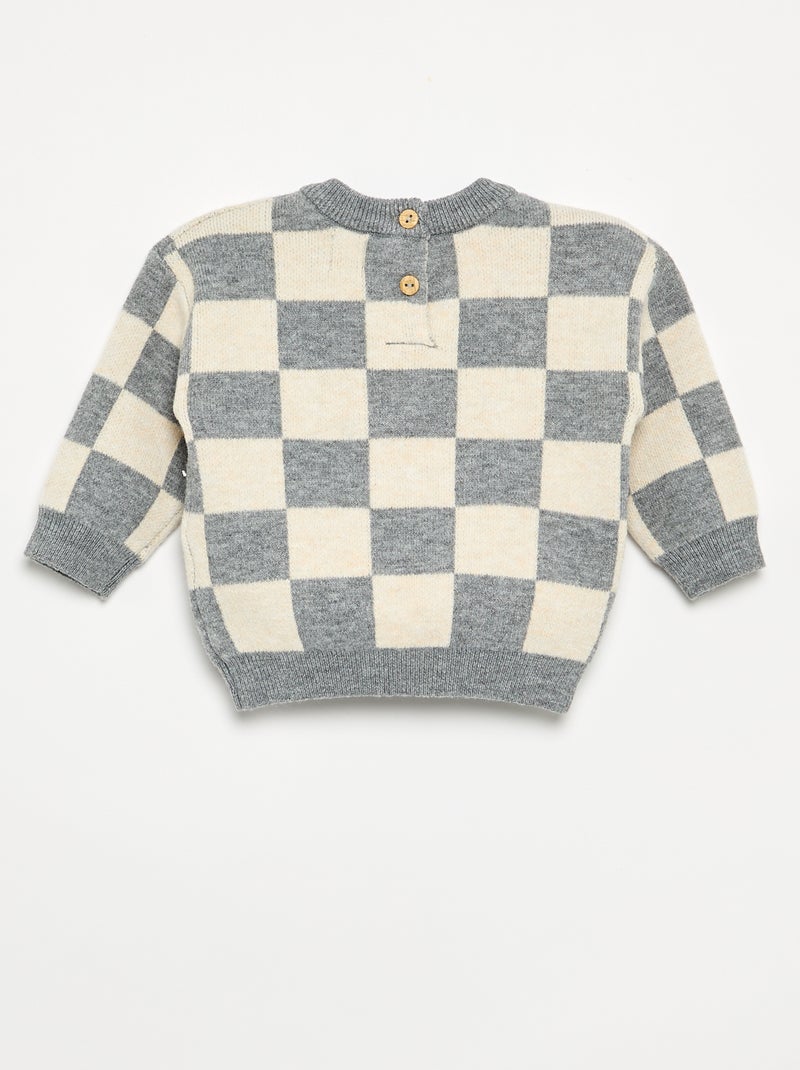 Jersey de cuadros de punto grueso Gris - Kiabi