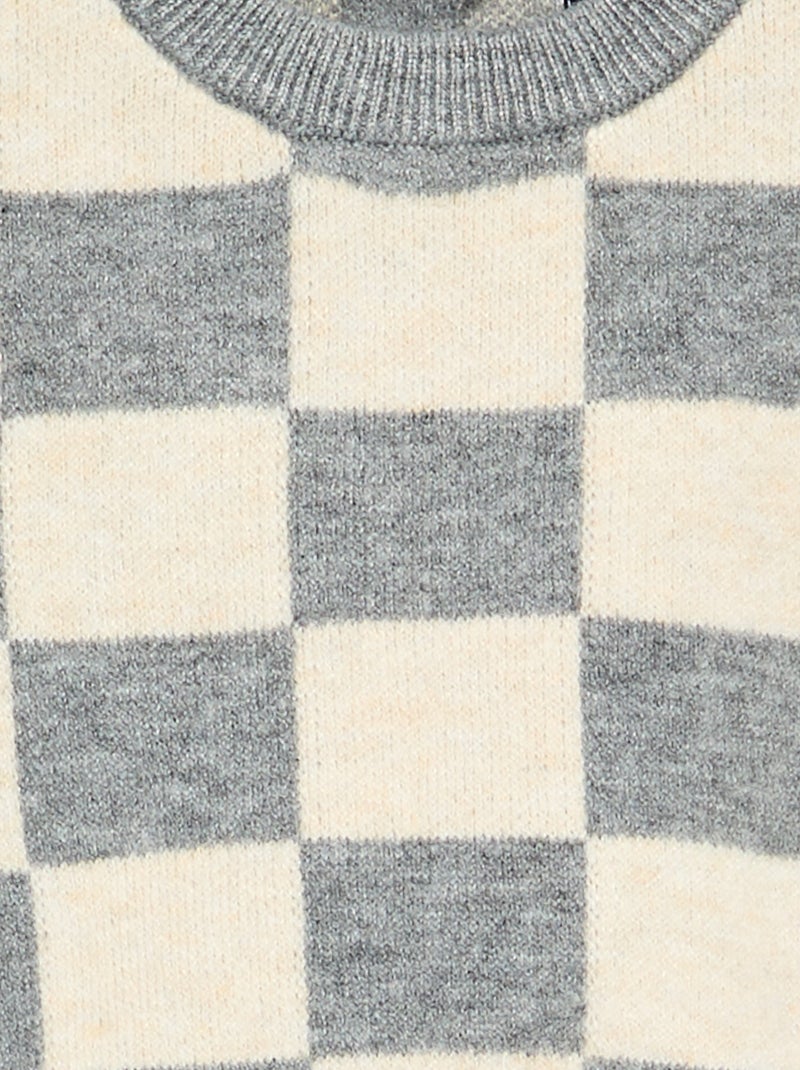 Jersey de cuadros de punto grueso Gris - Kiabi