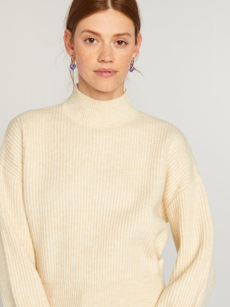 Jersey de cuello alto BEIGE - Kiabi
