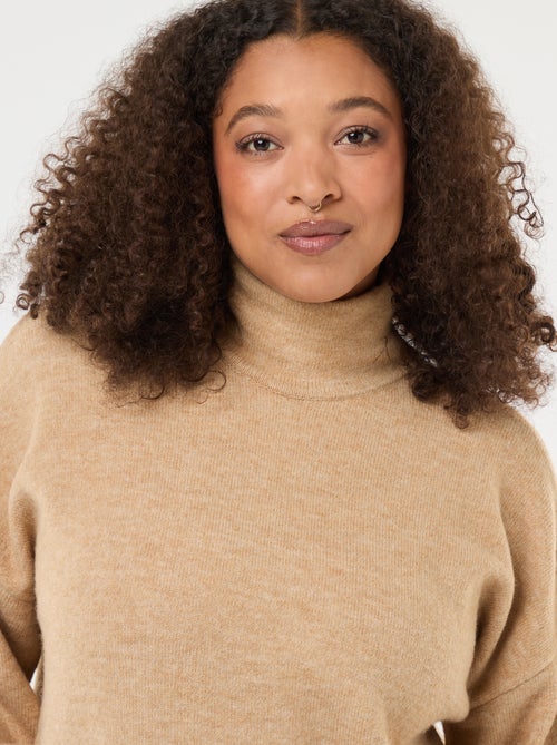 Jersey de cuello alto con abertura joya en la espalda - Kiabi