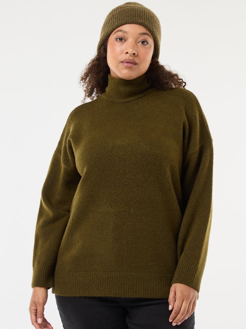 Jersey de cuello alto con abertura joya en la espalda - Kiabi