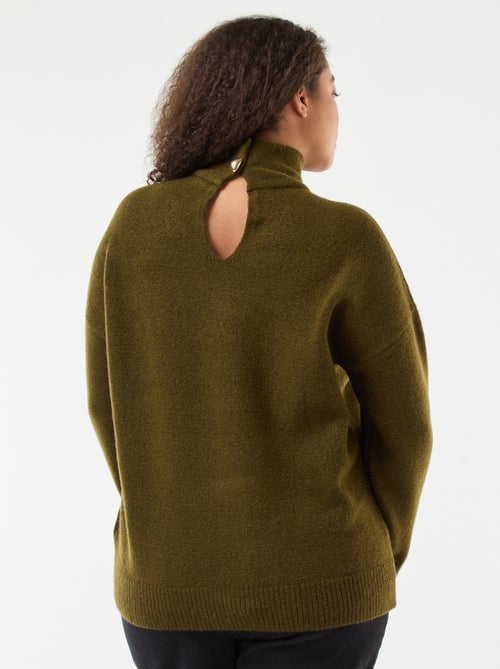 Jersey de cuello alto con abertura joya en la espalda - Kiabi