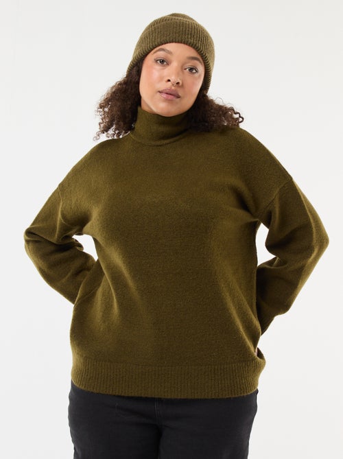 Jersey de cuello alto con abertura joya en la espalda - Kiabi