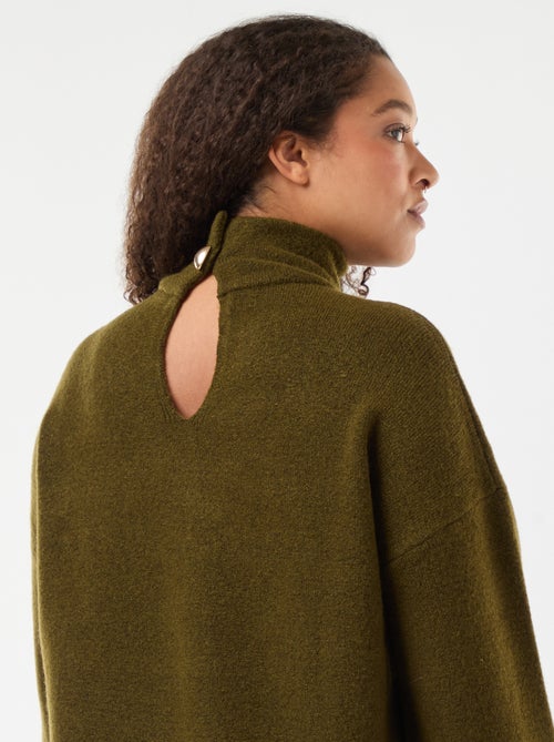 Jersey de cuello alto con abertura joya en la espalda - Kiabi