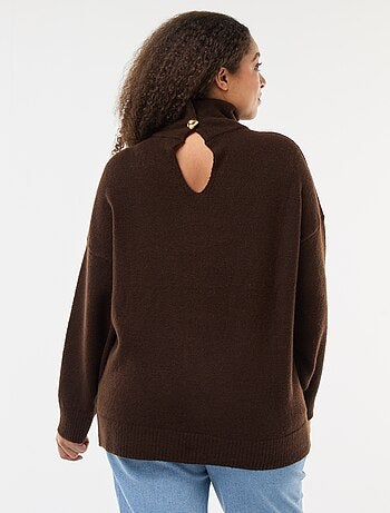 Jersey de cuello alto con abertura joya en la espalda