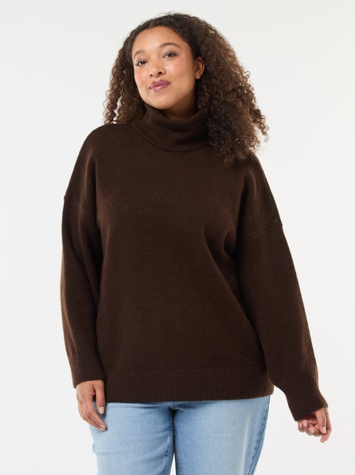 Jersey de cuello alto con abertura joya en la espalda - Kiabi