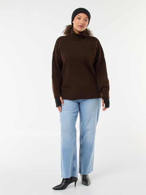 Jersey de cuello alto con abertura joya en la espalda - Kiabi