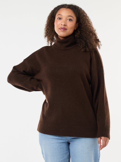 Jersey de cuello alto con abertura joya en la espalda - Kiabi