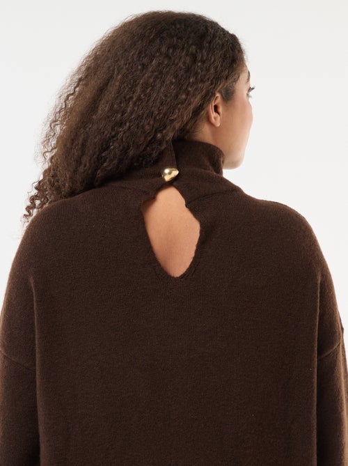 Jersey de cuello alto con abertura joya en la espalda - Kiabi