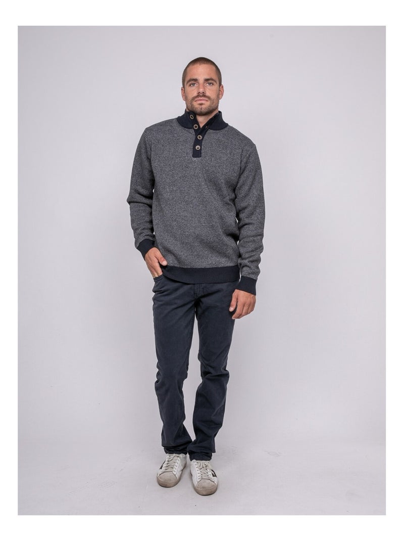 Jersey de cuello alto con botones LATOJACK Azul marino - Kiabi
