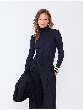 Jersey de cuello alto con cachemira, mo fashion
