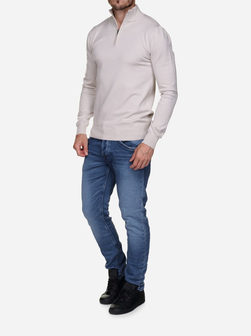 Jersey de cuello alto con cremallera - Kenzarro Crema - Kiabi