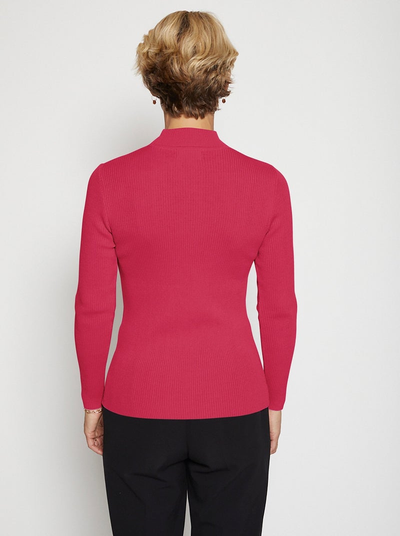 Jersey de cuello alto con lana merino - Afibel Frambuesa - Kiabi