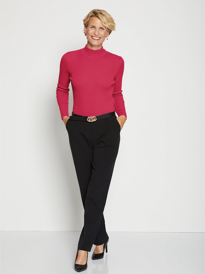 Jersey de cuello alto con lana merino - Afibel Frambuesa - Kiabi