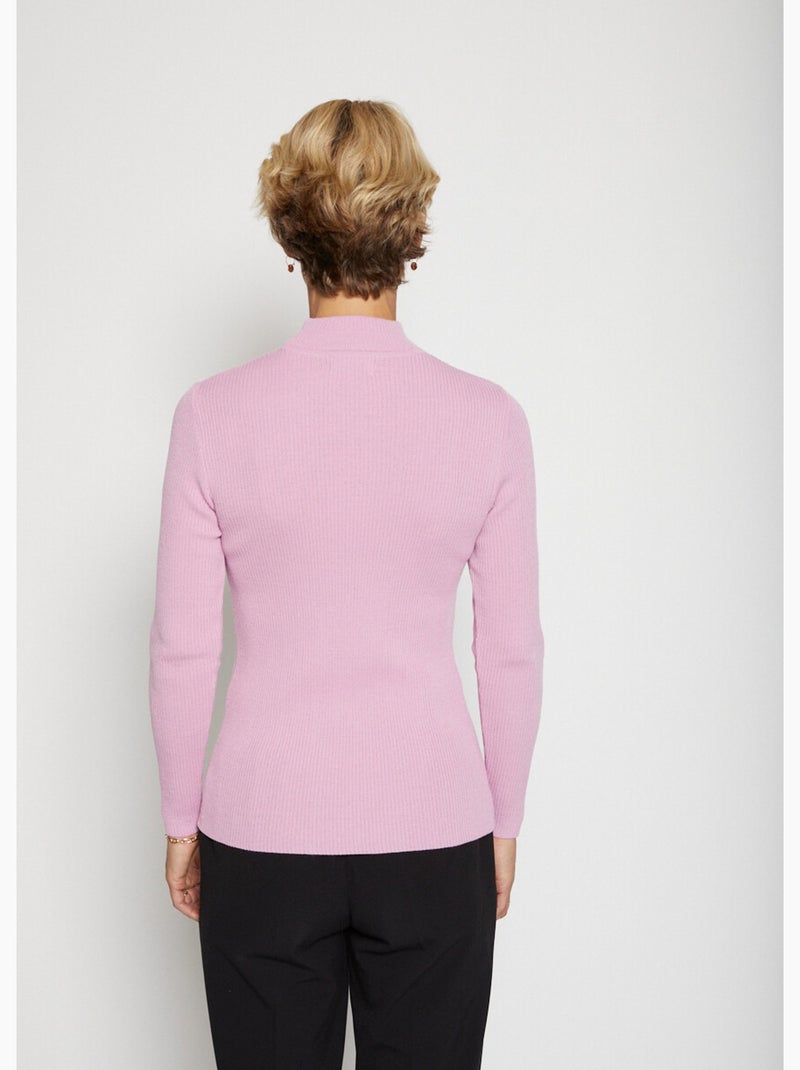 Jersey de cuello alto con lana merino - Afibel Rosa - Kiabi