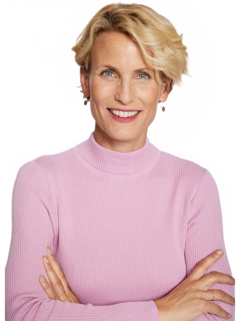 Jersey de cuello alto con lana merino - Afibel Rosa - Kiabi