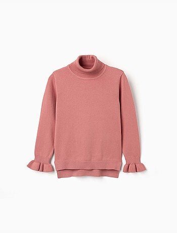 Jersey de cuello alto con puños con volantes