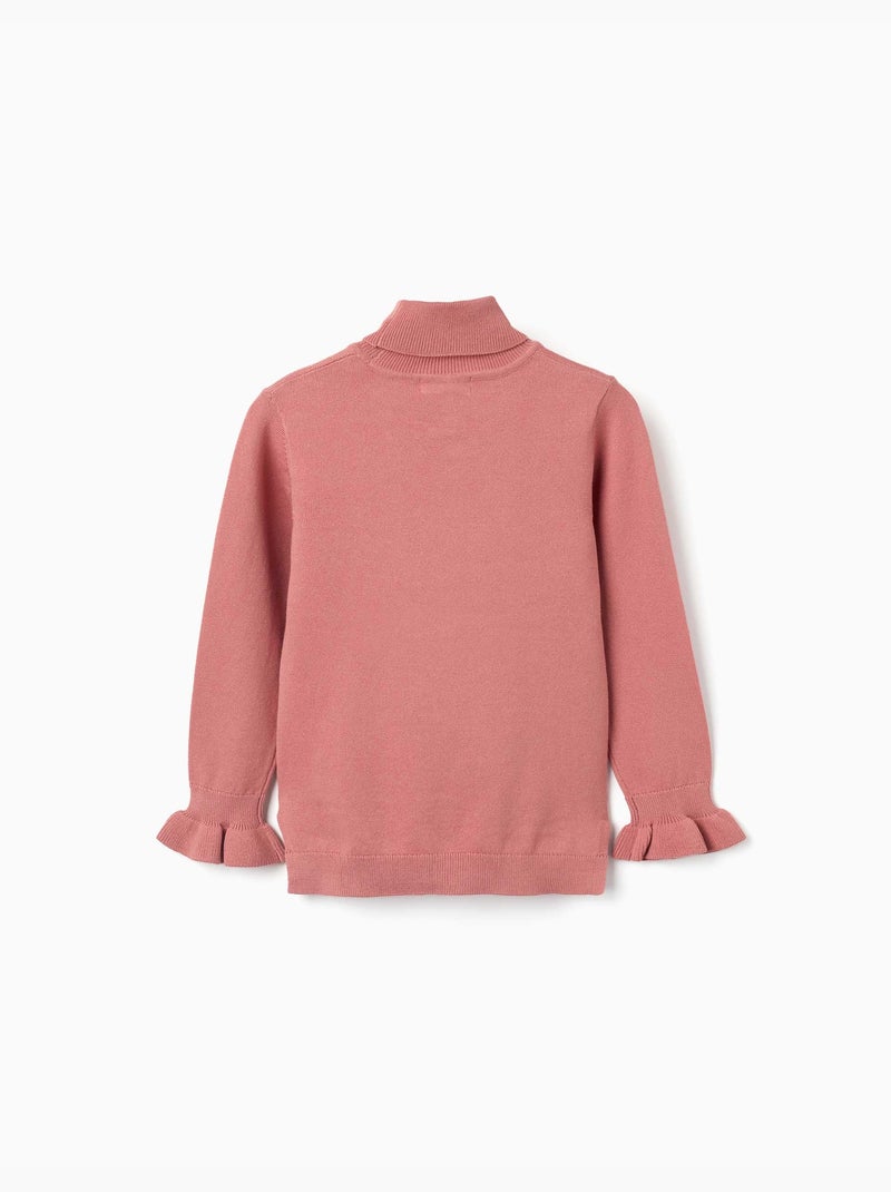 Jersey de cuello alto con puños con volantes Rosa - Kiabi