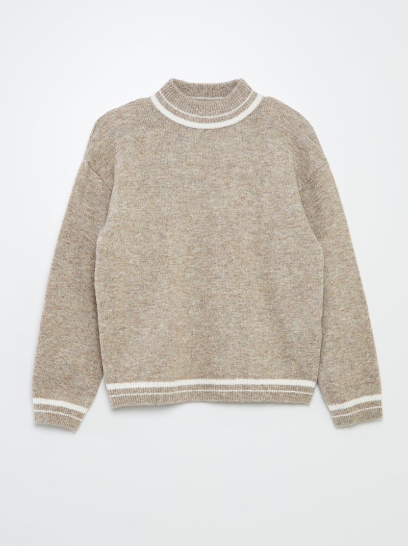 Jersey de cuello alto con rayas GRIS - Kiabi