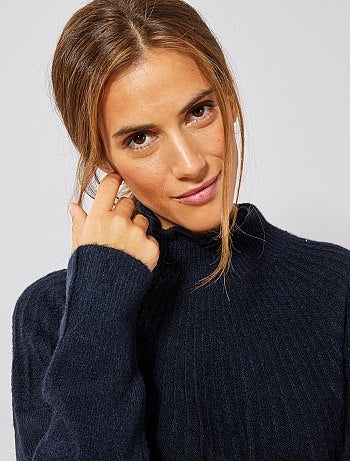 Jersey de cuello alto con volantes - Kiabi