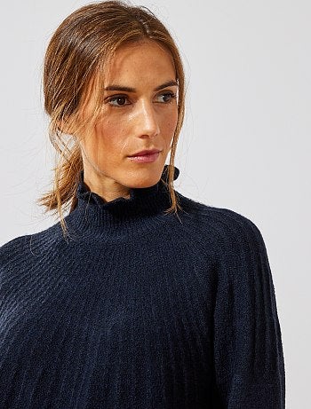 Jersey de cuello alto con volantes - Kiabi