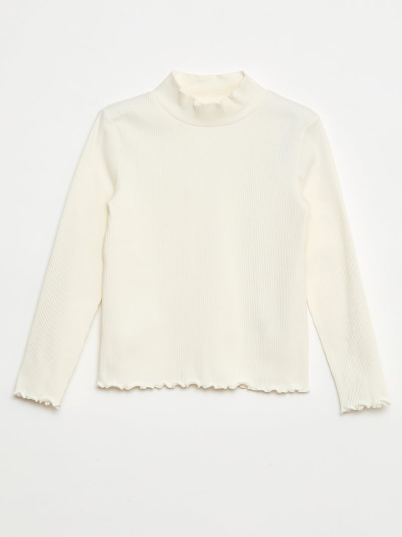 Jersey de cuello alto de canalé Blanco - Kiabi