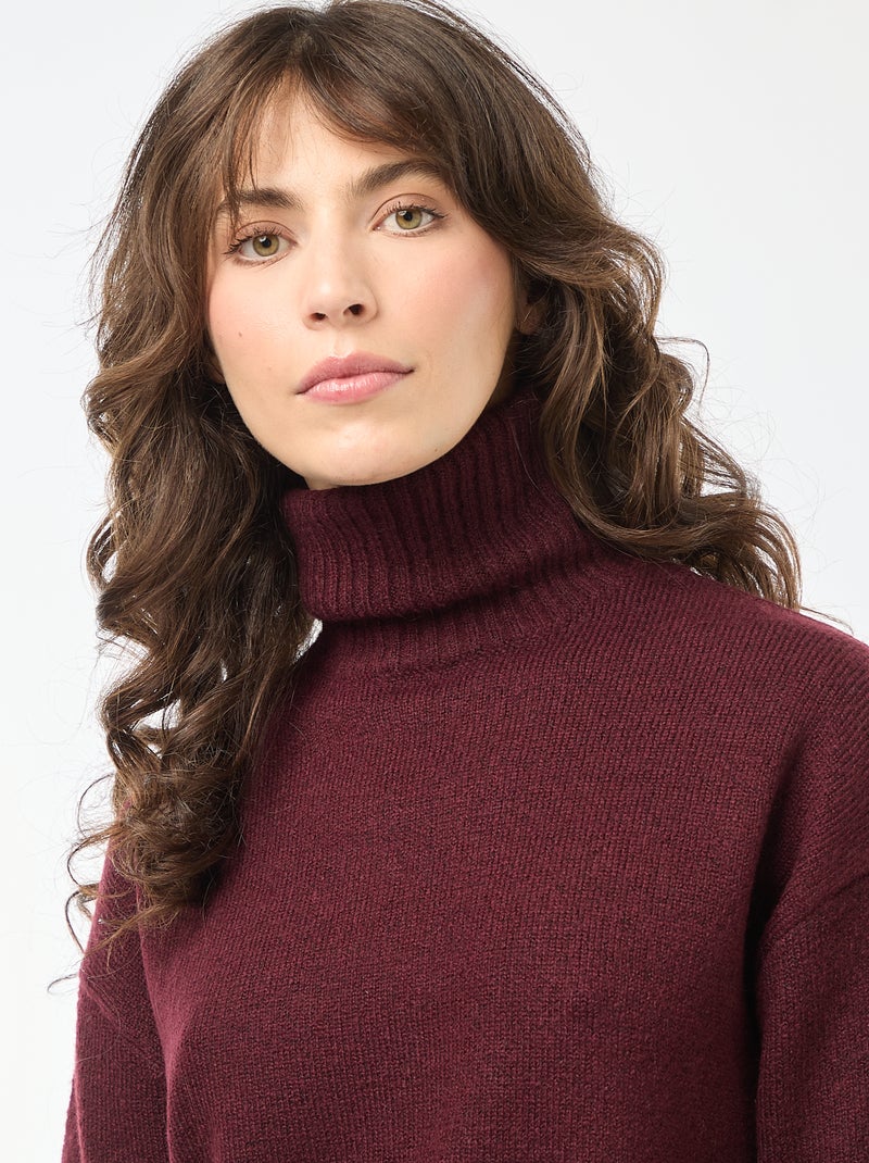 Jersey de cuello alto de punto grueso Rojo - Kiabi