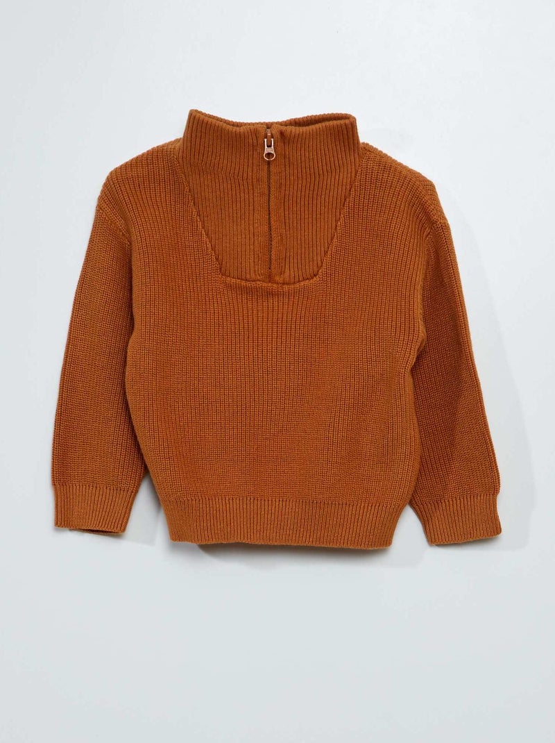 Jersey de cuello alto de punto perlado MARRON - Kiabi