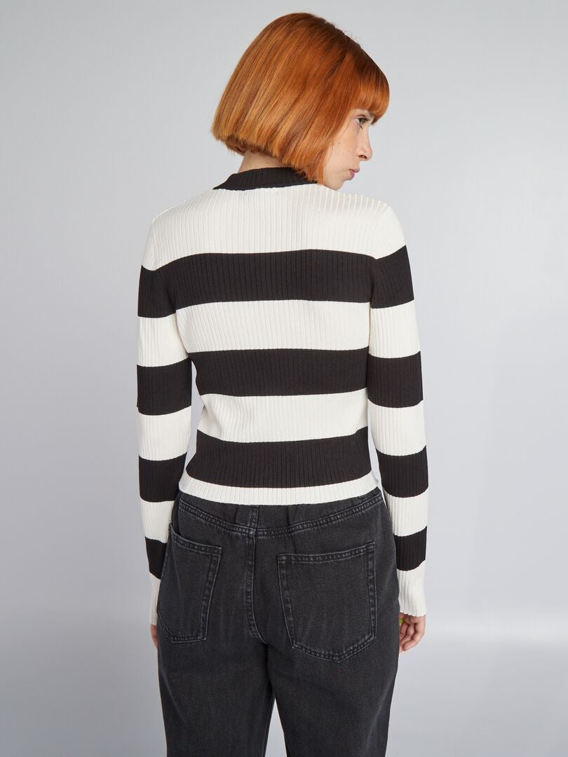 Jersey de cuello alto de rayas NEGRO - Kiabi