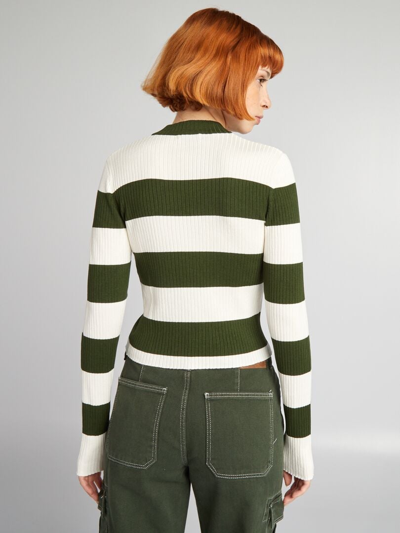 Jersey de cuello alto de rayas VERDE - Kiabi