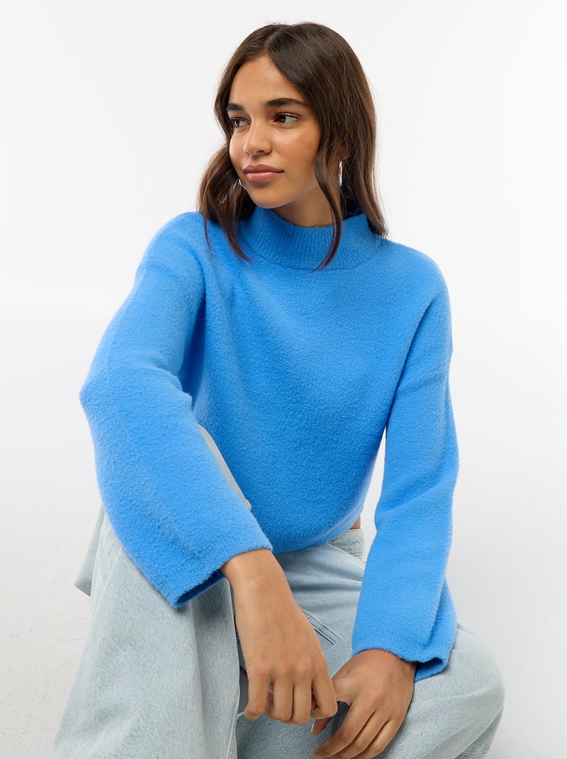 Jersey de cuello alto en punto grueso Azul - Kiabi