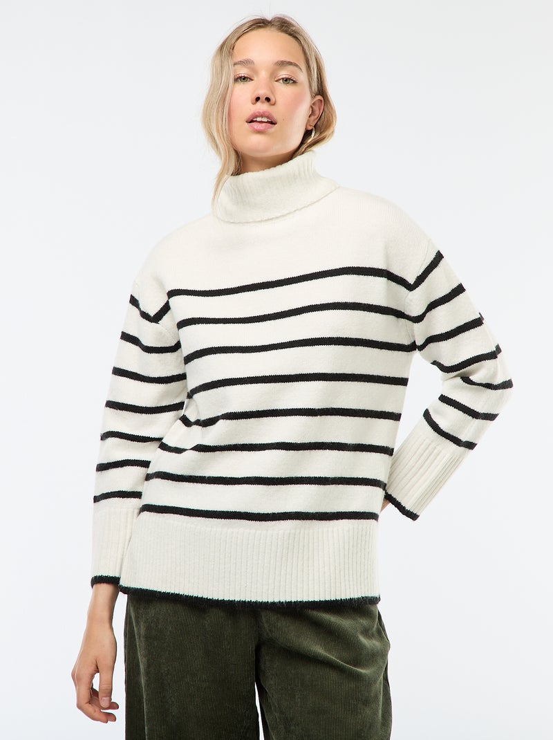 Jersey de cuello alto en punto grueso Blanco - Kiabi