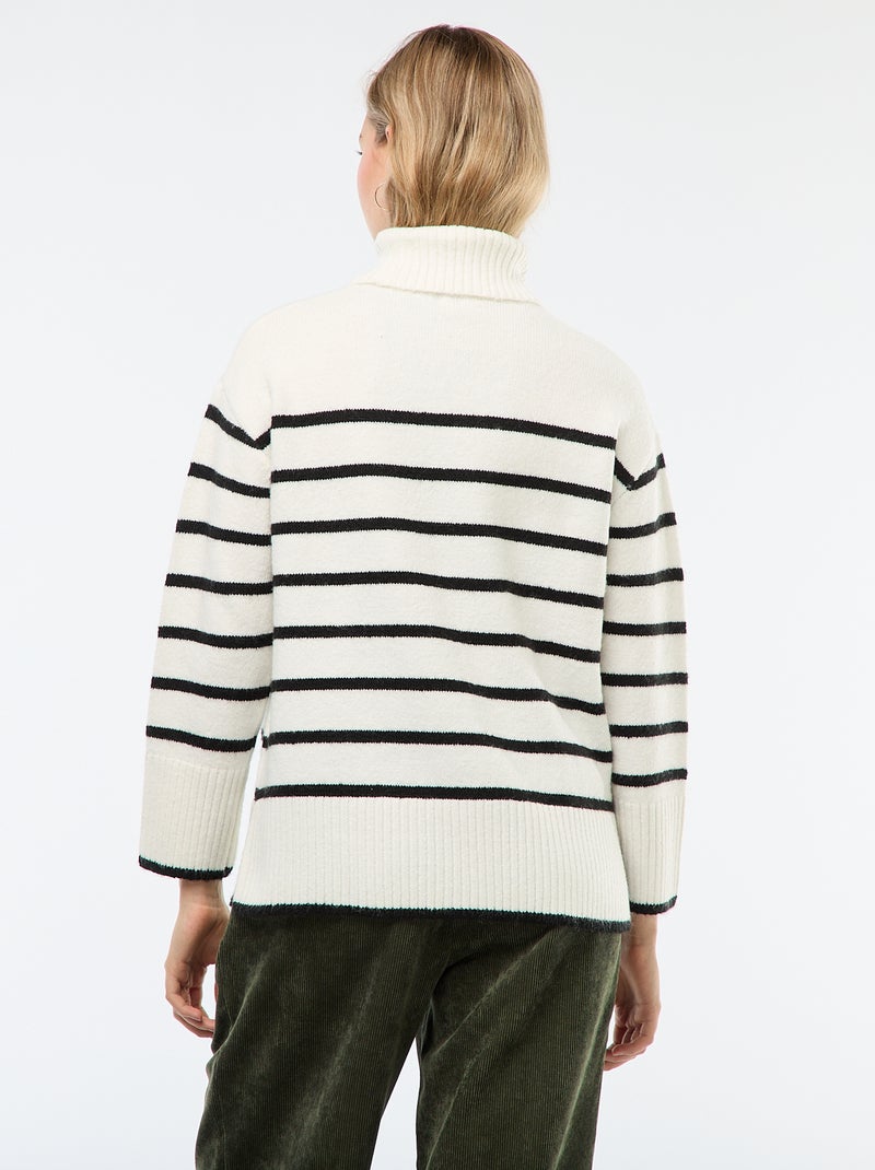 Jersey de cuello alto en punto grueso Blanco - Kiabi