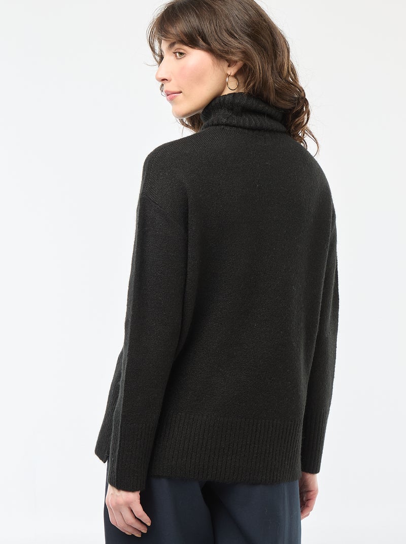 Jersey de cuello alto en punto grueso Negro - Kiabi