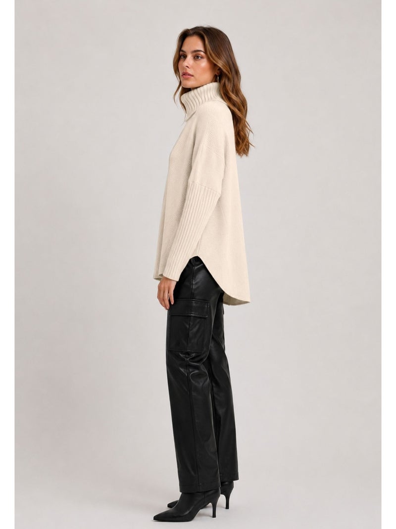Jersey de cuello alto kebello Beige - Kiabi
