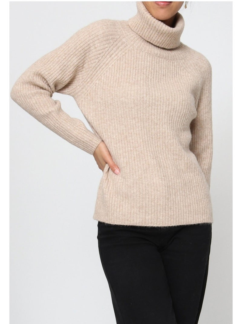 Jersey de cuello alto kebello Beige - Kiabi
