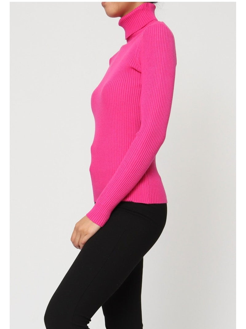 Jersey de cuello alto Kebello Rosa fucsia - Kiabi