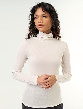 Jersey de cuello alto liso de lana mezclada