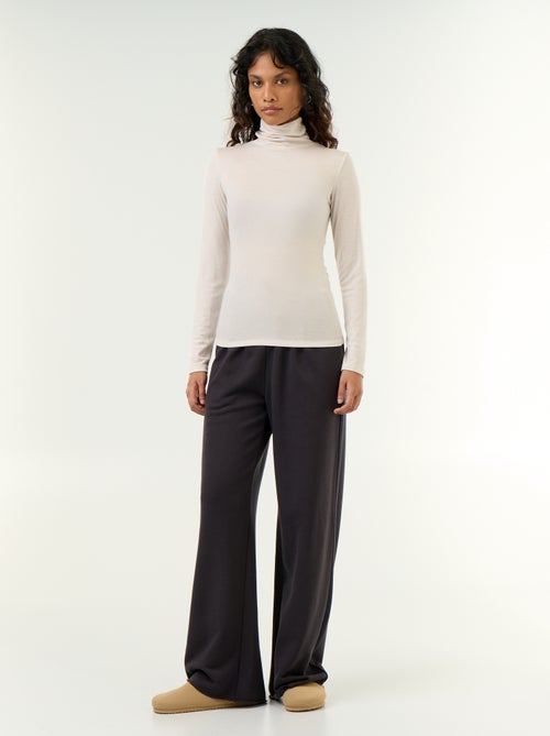 Jersey de cuello alto liso de lana mezclada - Kiabi