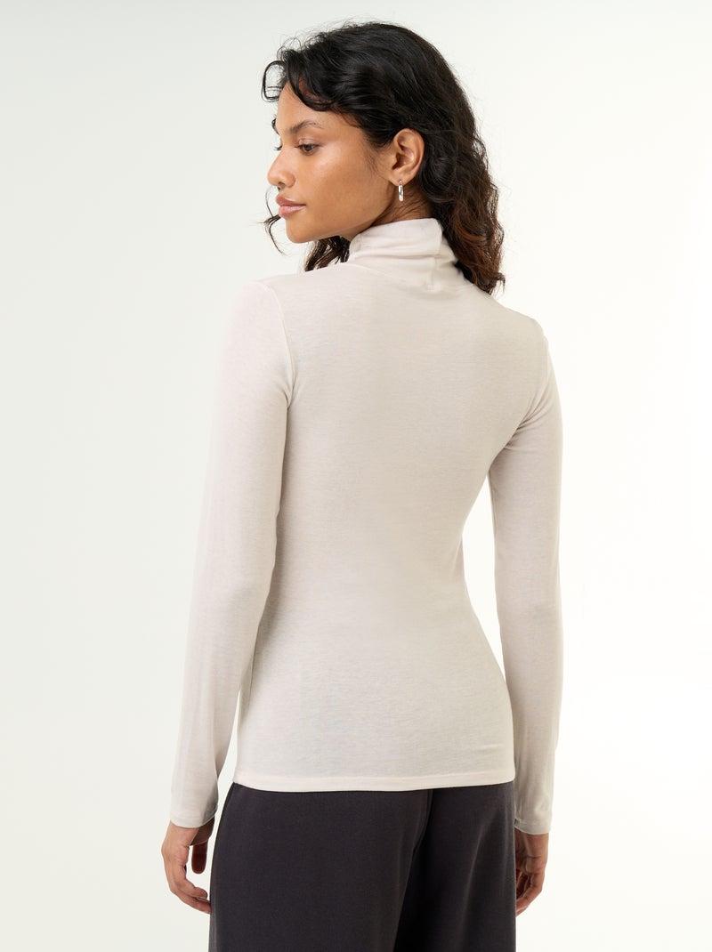 Jersey de cuello alto liso de lana mezclada Gris - Kiabi