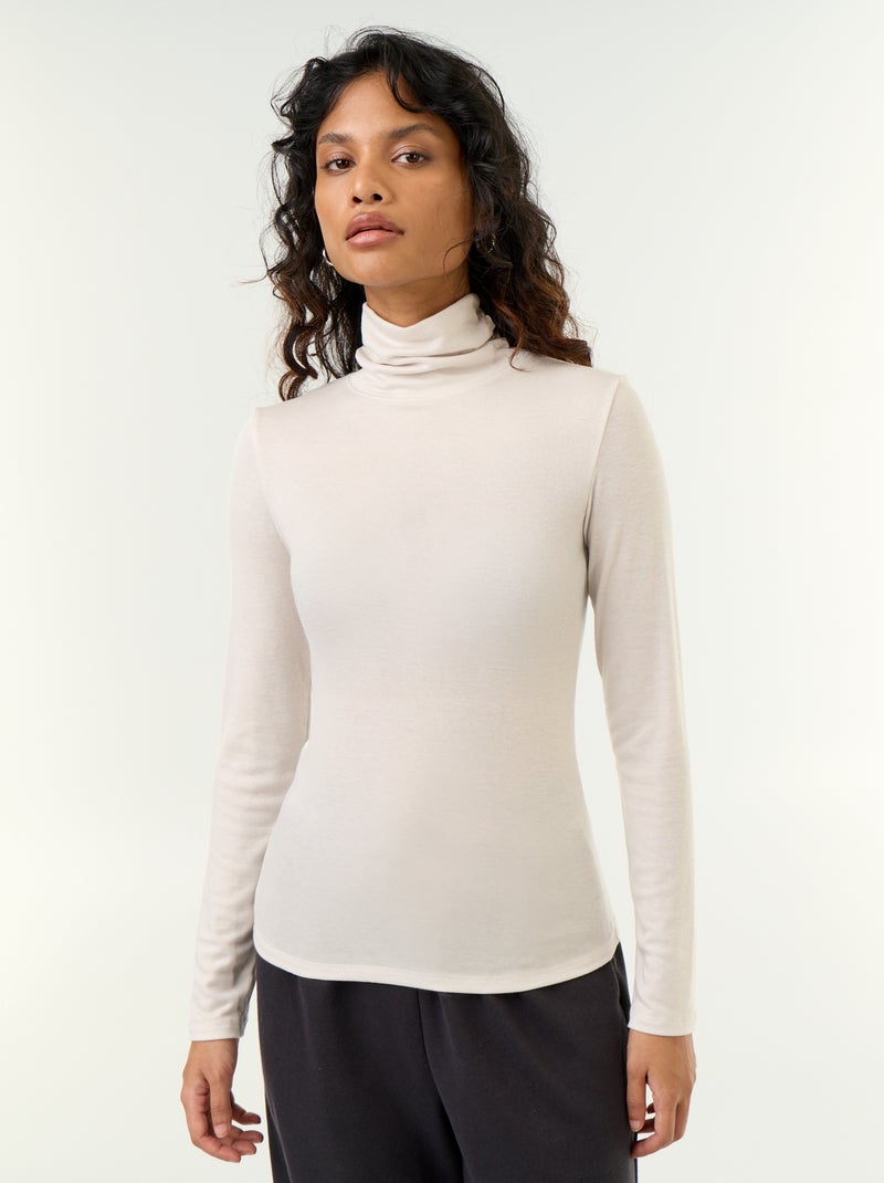 Jersey de cuello alto liso de lana mezclada Gris - Kiabi