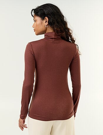 Jersey de cuello alto liso de lana mezclada
