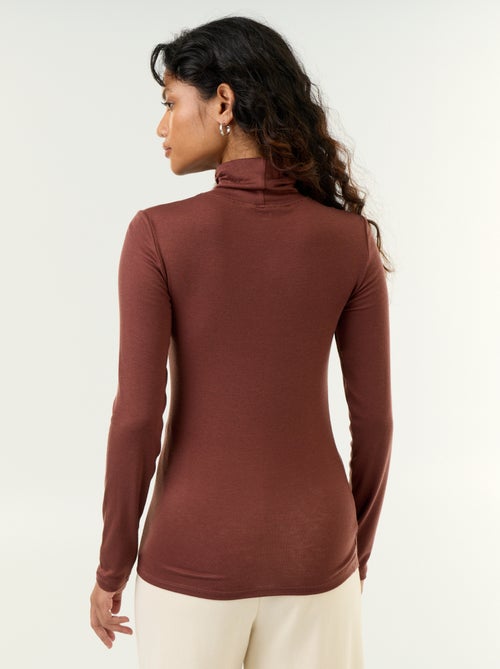 Jersey de cuello alto liso de lana mezclada - Kiabi